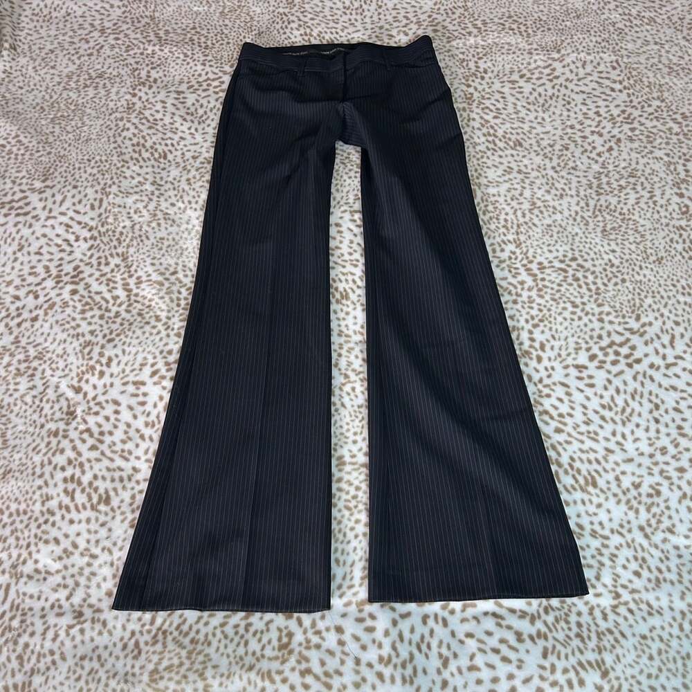Express Editor Pinstripe Pants Size 4 Black Blue Striped Trousers